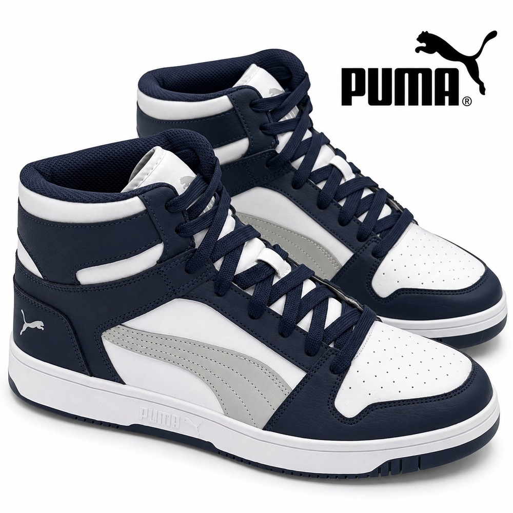 Puma Rebound LayUp Mens High Top Sneakers Navy White 369573-26